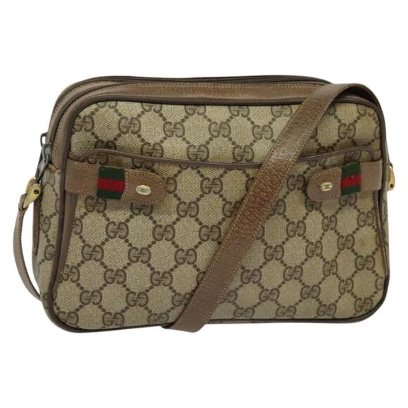 GUCCI GG Supreme Web Sherry Line Bag Pvc Beige Gold 904 02 049 - Picture 1 of 16